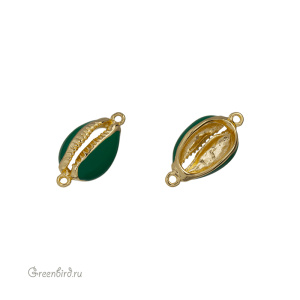 Коннектор с эмалью "Каури", золото, зеленый, 1 шт. (#SV1701-C14) Коннектор с эмалью "Каури", золото, зеленый, 1 шт. (#SV1701-C14)