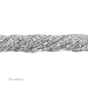 Бусины граненые "Таблетки" 4 мм, серебристый, нить (#SVA-BEAD-207)