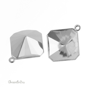 NEW 4499 Оправа-подвеска для Prismatic Square Fancy Stone 14 мм, томпак/родий