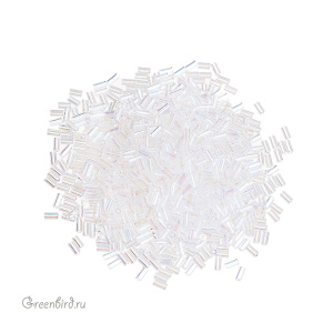 Бисер MIYUKI Bugle 3mm – Crystal AB (#250), 10 г