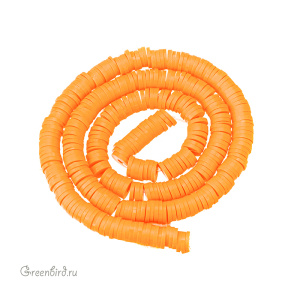 Каучуковые бусины "Диски", оранжевый, нить (#SVA-RUB-021)