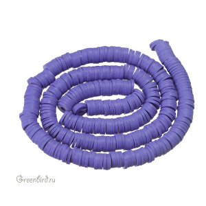 Каучуковые бусины "Диски", сиреневый, нить (#SVA-RUB-025)