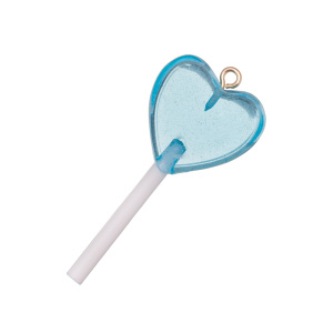 Подвеска "Сердечко-леденец", пластик, голубой, 1 шт. (#SV1701-Pendant-191)
