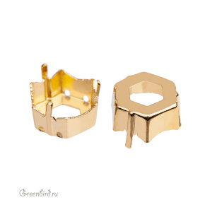 4699 Оправа для Prismatic Hexagon Fancy Stone 14x16 мм, томпак/золото