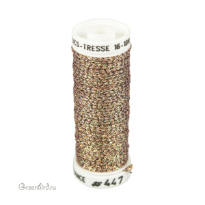 Металлизированная нить Tresse #16 AVAS, золотой AB меланж, 10 м (#16-447)