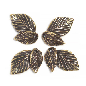 "Шелест листвы", подвески, ант. латунь, 2 шт. (#Л3129)