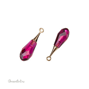 Swarovski 6532 подвеска Капля с бейлом 21 мм, золото, рубин (#501), 1 шт.