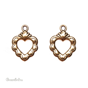 Подвеска "Сокровенное сердце", ант. золото, 1 шт. (#TC-6132)