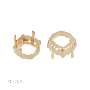 4460 Оправа для ювелирного кристалла Magical Square Fancy Stone 14 мм, золото