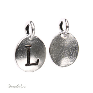 Подвеска "Буква L", ант. серебро, 1 шт. (#TC-240L-12)