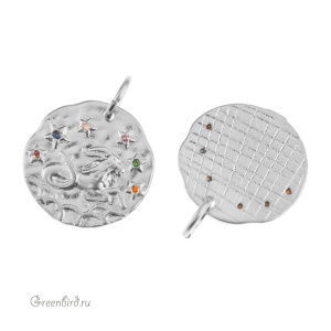 Подвеска с цветными фианитами "Зодиак - Козерог", родий, 1 шт. (#SVA-ZOD-10R)