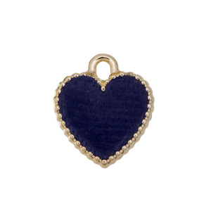 Подвеска "Сердце", бархат, золото, синий, 1 шт. (#CN-PN-152)