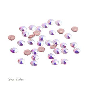 2078 Кристаллы горячей фиксации Rose Flatback SS12 – Crystal Aurore Boreale (#001AB), уп. 36шт.