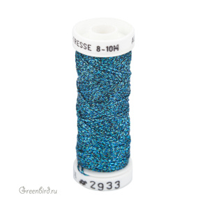 Металлизированная нить Tresse #8 AVAS, меланж синий/бирюзовый, 10 м (#8-2933)