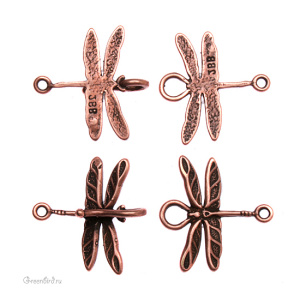 JBB Замок-крючок "Две стрекозы", ант. медь (J113-00)