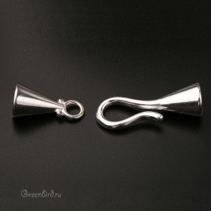 Замок-концевик для кумихимо, серебро, 1 шт. (#28701-SIL)