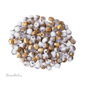 Fire Polish True 2 мм, Chalk White Matte Amber (#03000/26471)