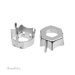 4699 Оправа для Prismatic Hexagon Fancy Stone 14x16 мм, томпак/родий