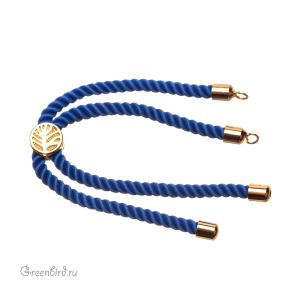 Основа-шнур для браслета, синий, золото, 1 шт. (#SVA-CORD-04G)