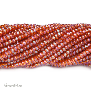Бусины граненые рондели "Мини", темно-мандариновый AB, нить (#SVAB065)