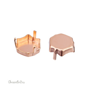 NEW 4683 Оправа без отверстий для Thin Hexagon Fancy Stone 10х11,2 мм, томпак NEW 4683 Оправа без отверстий для Thin Hexagon Fancy Stone 10х11,2 мм, томпак