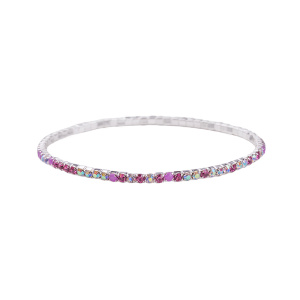 Браслет теннисный, родий, кристаллы, Rose mix, 1 шт. (#SV1701-13063RM)