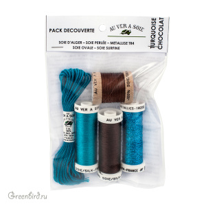 Набор ниток AVAS с тонкой нитью, Turquoise/Chocolat