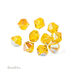 Swarovski 5328 Биконусы 5 мм, светлый топаз с мерцанием (#226SHIM), уп. 10 шт.