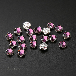 53100 Roses Montees SS12 (3мм) в оправе, серебро – Amethyst (#204)