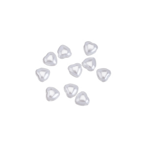 Жемчуг "Сердце" 6 мм, пластик, White, уп.10 шт. (#CN-PRL-008)
