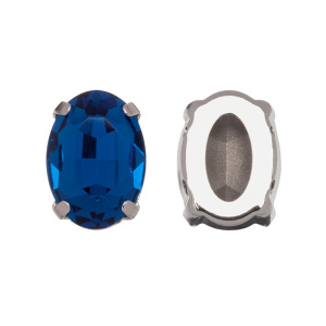 Crystalbird 4120 Овал 14x10 мм в оправе, родий, синий циркон (#229), 1 шт.