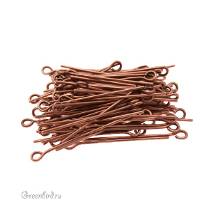 Пины с колечком 25 мм, ант. медь, уп. 100 шт. (#SAUR-PIN-K25-ACP)