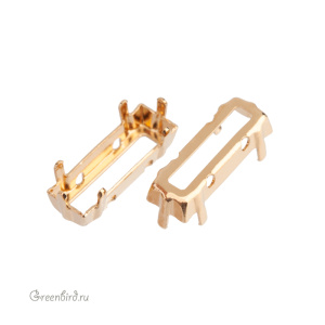 4547 Оправа для Princess Baquette 15х5 мм, томпак/золото