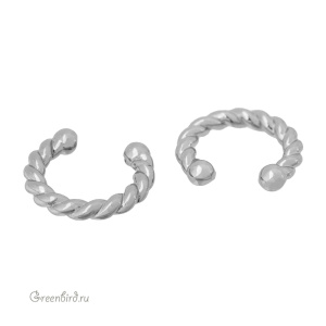 Кафф-колечко "Витой", родий,1 шт. (#SV1701-K08)