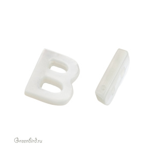 Бусина-подвеска буква "B" 10 мм, белый перламутр, 1 шт. (#SVA-PRL-201-B)