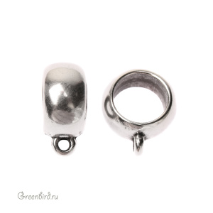 Коннектор-бейл для толстого шнура, ант. серебро, 1 шт (#CR012AS)