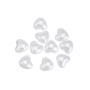 Жемчуг "Сердце" 16 мм, пластик, White, уп.10 шт. (#CN-PRL-009)
