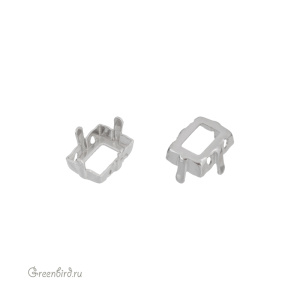 4527 Оправа для ювелирного кристалла Step Cut FS 8х6 мм, белая бронза