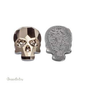 2856 Кристалл горячей фиксации Skull 14x10,5 мм – Metallic Light Gold (#001MLGD), 1 шт.