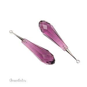 Swarovski 6532 подвеска Капля с бейлом 44 мм, родий, аметист (#204), 1 шт.