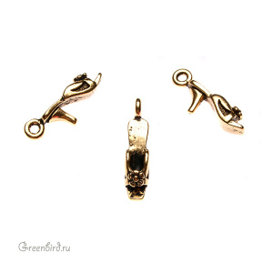 Подвеска "Туфля", ант. золото, 1 шт. (#TC-2212)