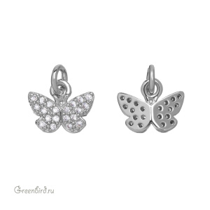 Подвеска "Бабочка" с фианитами, родий (#SVA-FIAN-025R)