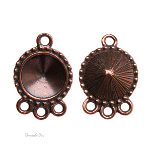 Оправа для Rivoli 12 мм (коннектор), ант. медь, 1 шт. (#TC-3122)