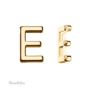 Подвеска гладкая буква "E", золото, 1 шт. (#SV1701-LG-E)