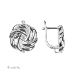 Швензы с английским замком "Спираль", родий, пара (#SV1701-1714R)