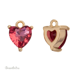 Подвеска "Сердце-Мини" с фианитом, золото, Ruby (#SVA-FIAN-017G)