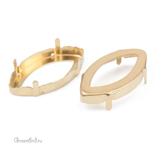 4227 Оправа для Navette Fancy Stone 32х17 мм, латунь