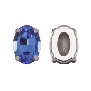Crystalbird 4120 Овал 14x10 мм в оправе, родий, сапфир (#206), 1 шт.