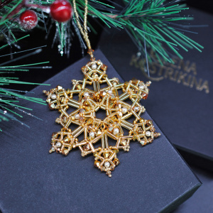 Новогодняя тайна. Набор материалов для мастер-класса «Зимнее кружево», золотистый (#beadset_11G)