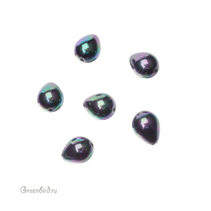 Жемчуг "Майорка" капля 15 x 12 мм, черный/скарабей, 1 шт (#SV1701-9014)